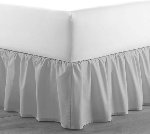 Sleepwell Light Grey Ruffled Bed Skirt Queen 10 Inch Drop 1