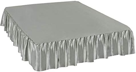 Fade Resistance Smooth Satin Silk Dust Ruffle Bed Skirt 17 Inch Drop