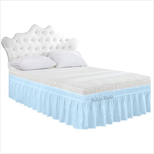 Wrap Around Bed Skirt 14 Drop Light Blue Full Size 54X75