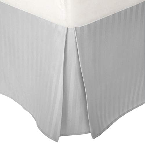 SRP Bedding Split Corner Bed Skirt Striped Light Grey
