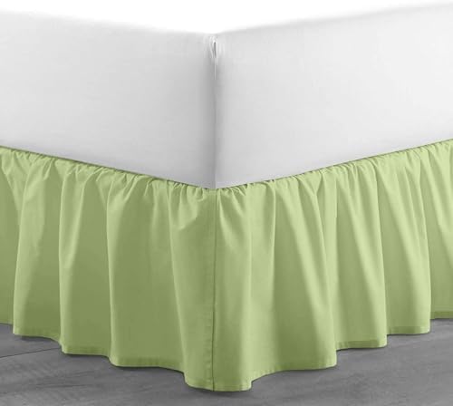 Sleepwell Sage Solid Ruffled Bed Skirt King 18 Inch Drop
