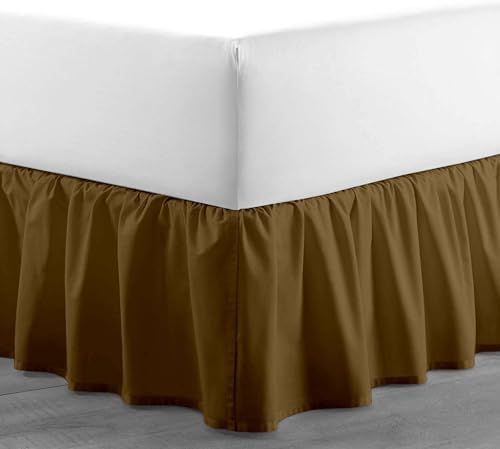 Sleepwell Taupe Solid Ruffled Bed Skirt for King Size