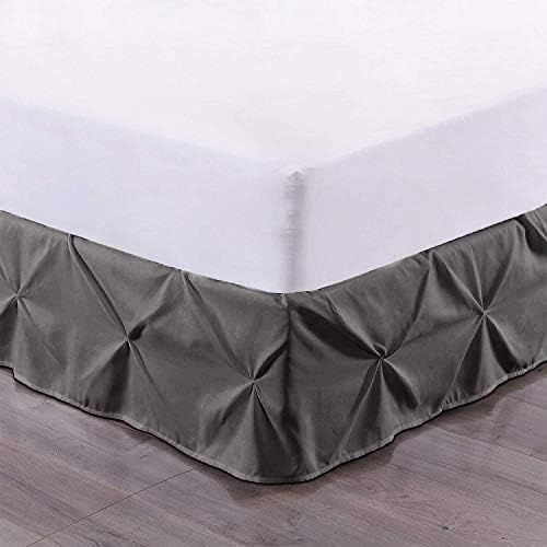 Luxury Linens Pinch Pleat Pintuck Dust Ruffle Bed Skirt - TwinXL Dark Grey