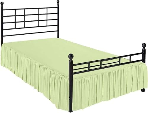 Sleepwell Sage Solid Ruffled Bed Skirt King 18 Inch Drop