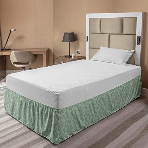 Lunarable Floral Bedskirt - TwinTwin XL Sage Green