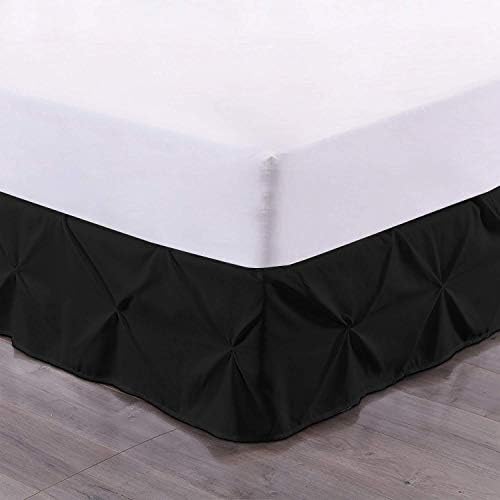Pinch Pleat Pintuck Dust Ruffle Bed Skirt Twin Black 18 Inch Drop
