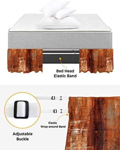 RisQiten Burnt Orange Queen Bed Skirt 16 Inch Drop