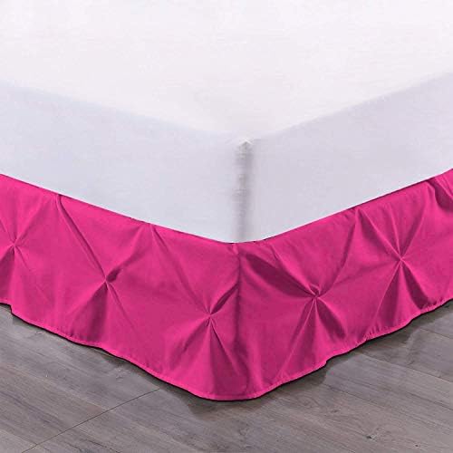 Luxury Linens Pinch Pleat Pintuck Dust Ruffle Bed Skirt Hot Pink King