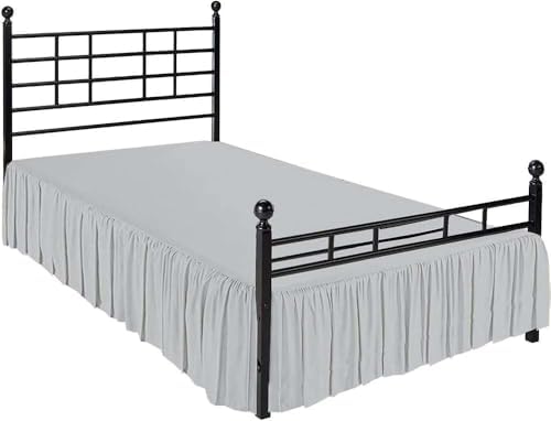 Sleepwell Light Grey Ruffled Bed Skirt Queen 10 Inch Drop 1