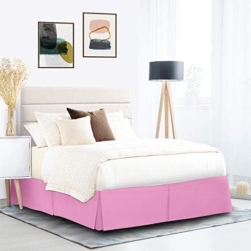 Ammara Linen Box Pleated Bed Skirt Twin XL Light Pink