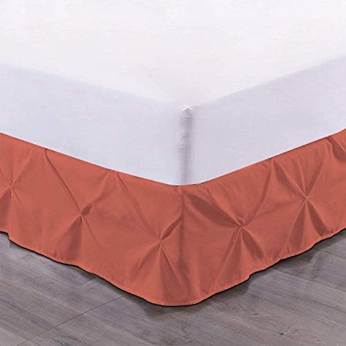 Luxury Linens Pinch Pleat Pintuck Dust Ruffle Bed Skirt Twin Brick Red