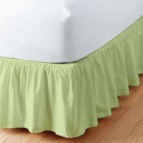 Sleepwell Sage Solid Ruffled Bed Skirt King 18 Inch Drop