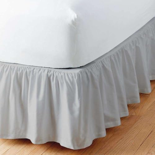 Sleepwell Light Grey Ruffled Bed Skirt Queen 10 Inch Drop 1