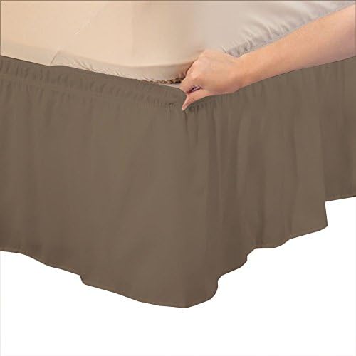 Amuze Bedding Easy Fit Elastic Bed Skirt 22 Inch Drop Mocha Full XL