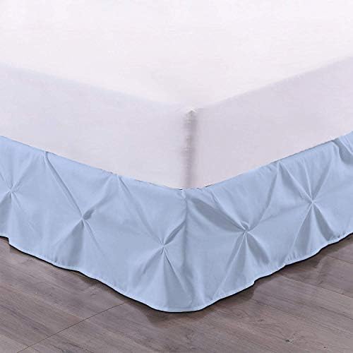Luxury Linens Pinch Pleat Pintuck Dust Ruffle Bed Skirt Light Blue TwinXL