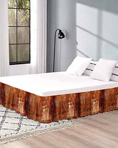 RisQiten Burnt Orange Queen Bed Skirt 16 Inch Drop