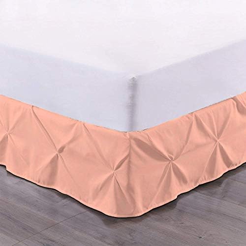 Pinch Pleat Pintuck Dust Ruffle Bed Skirt TwinXL Peach