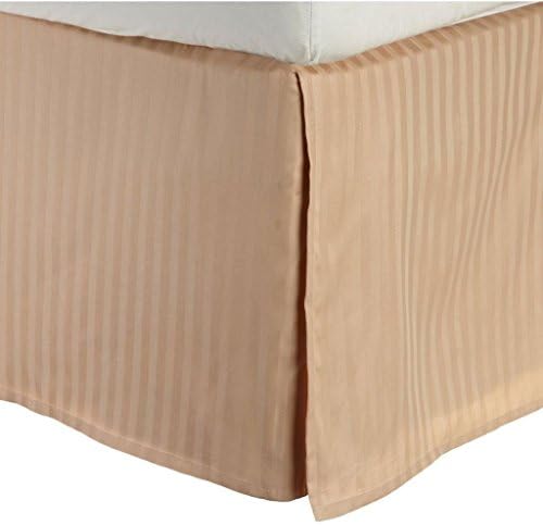 SRP Bedding Split Corner Bed Skirt Striped Beige 14 Drop