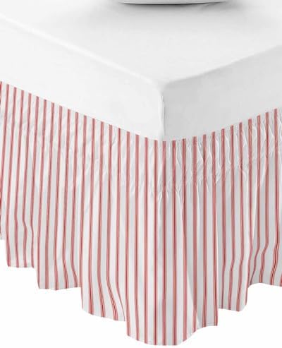 Red Striped Bed Skirt Queen Size 16 Inch Drop