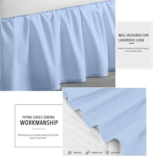 Sleepwell Light Blue Ruffled Bed Skirt King 12 Inch Drop