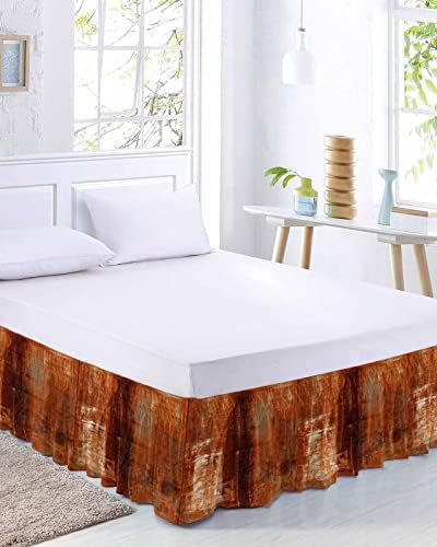 RisQiten Burnt Orange Queen Bed Skirt 16 Inch Drop