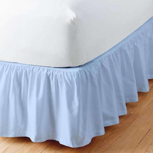 Sleepwell Light Blue Ruffled Bed Skirt King 12 Inch Drop