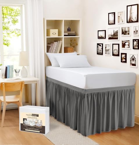 Mellowing Dorm Room Bed Skirt Twin XL - 32 Inch Drop - Light Grey