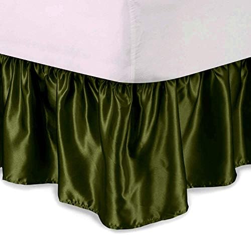 Fade Resistance Smooth Satin Silk Dust Ruffle Bed Skirt 17 Inch Drop