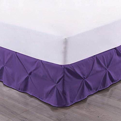 Luxury Linens Pinch Pleat Dust Ruffle Bed Skirt Queen Purple 18 Drop