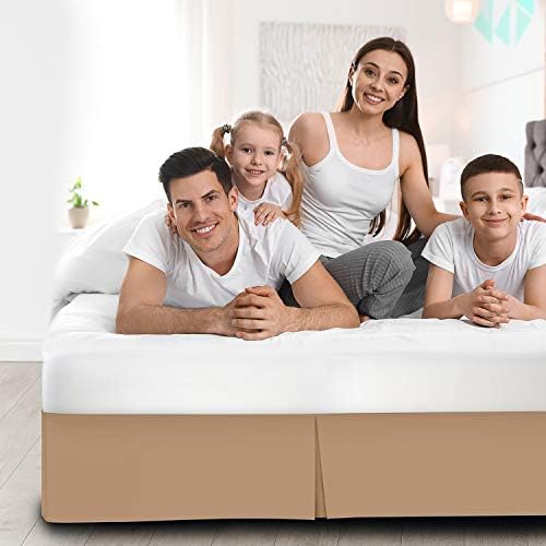 Safhome Split Corner Bed Skirt Taupe Twin 22 Inch Drop