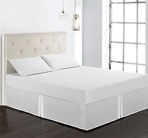 White Queen Bed Skirt with 14 Inch Drop Brushed Microfiber Dust Ruffle