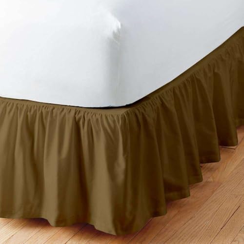 Sleepwell Taupe Solid Ruffled Bed Skirt for King Size