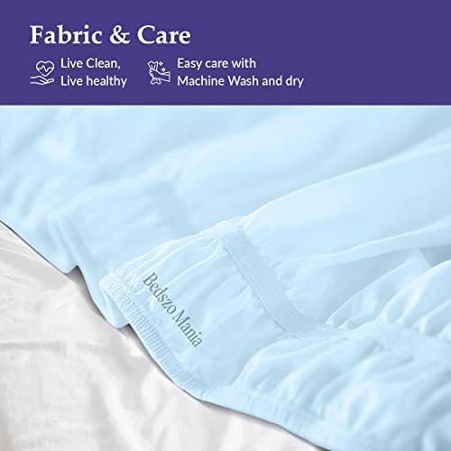 Wrap Around Bed Skirt 14 Drop Light Blue Full Size 54X75