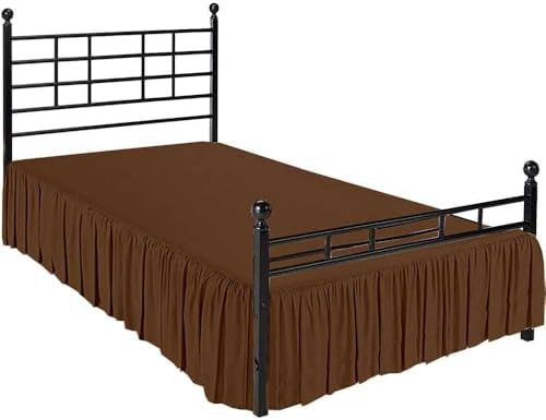 Sleepwell Chocolate Solid Ruffled Bed Skirt Short Queen