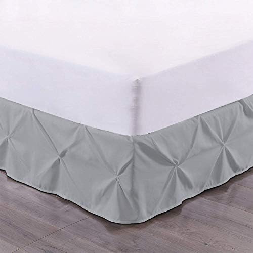 Luxury Linens Pinch Pleat Pintuck Dust Ruffle Bed Skirt Twin Silver