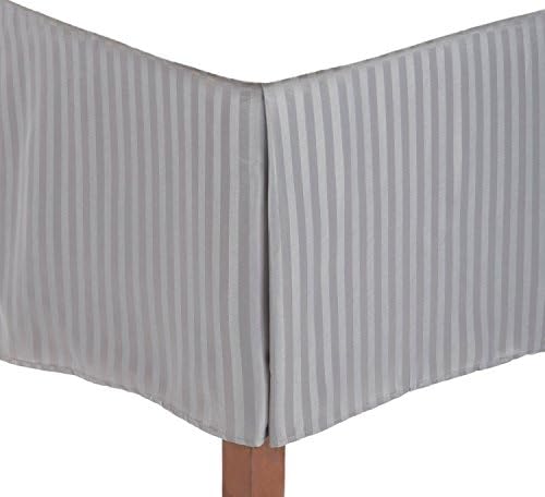 SRP Bedding Split Corner Bed Skirt Striped Silver Grey