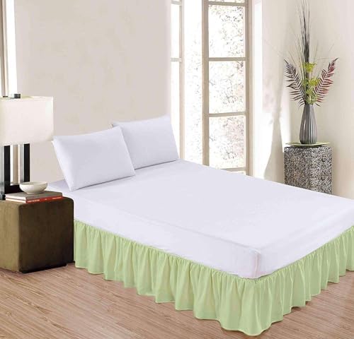 Sleepwell Sage Solid Ruffled Bed Skirt King 18 Inch Drop