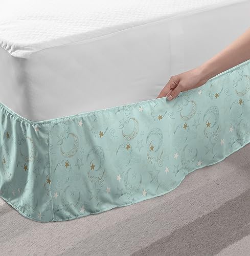 Lunarable Moon Elastic Bed Skirt - Bohemian Design for Bedroom