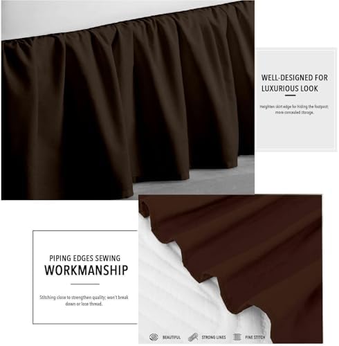 Sleepwell Chocolate Solid Ruffled Bed Skirt Short Queen
