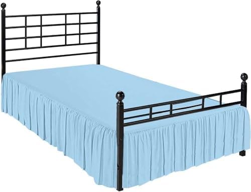 Sleepwell Light Blue Ruffled Bed Skirt King 12 Inch Drop