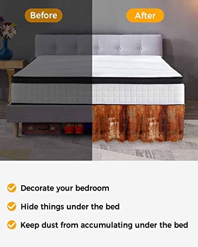 RisQiten Burnt Orange Queen Bed Skirt 16 Inch Drop