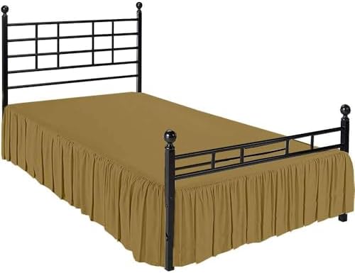 Sleepwell Taupe Solid Ruffled Bed Skirt for King Size