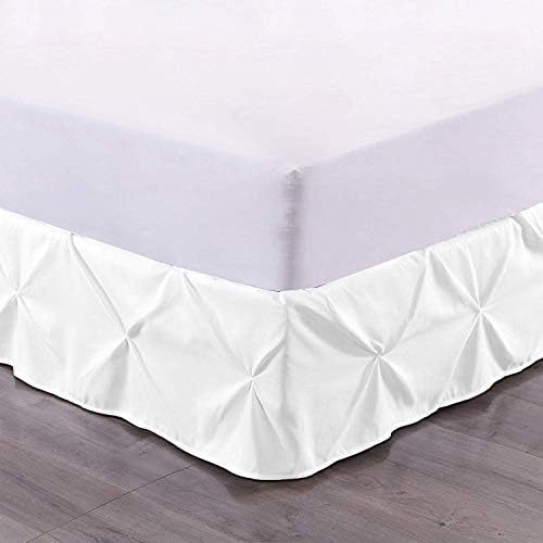 Pinch Pleat Pintuck Dust Ruffle Bed Skirt - TwinXL White