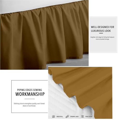 Sleepwell Taupe Solid Ruffled Bed Skirt for King Size