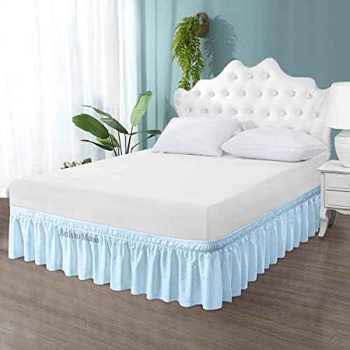Wrap Around Bed Skirt 14 Drop Light Blue Full Size 54X75