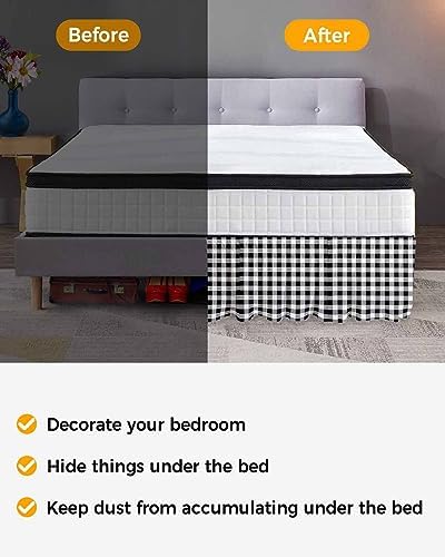 RisQiten Farmhouse Bed Skirt Queen Size 16 Inch Drop