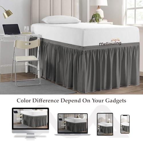 Mellowing Dorm Room Bed Skirt Twin XL - 32 Inch Drop - Light Grey