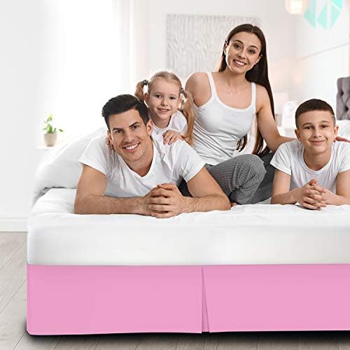 Ammara Linen Box Pleated Bed Skirt Twin XL Light Pink