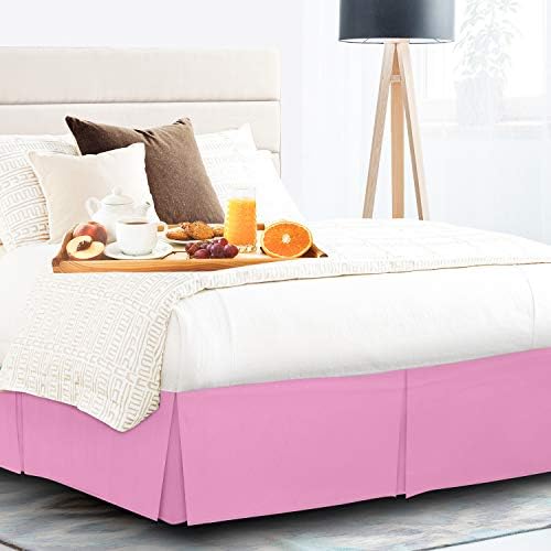 Ammara Linen Box Pleated Bed Skirt Twin XL Light Pink