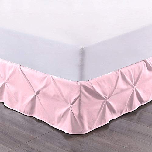 Luxury Linens Pinch Pleat Pintuck Dust Ruffle Bed Skirt TwinXL Baby Pink